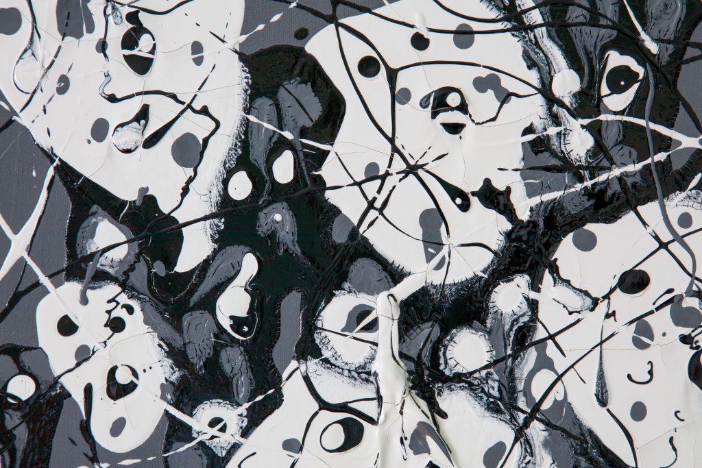 A monochrome abstract painting